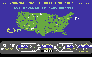 The Great American Cross-Country Road Race screenshot 4 for Commodore 64